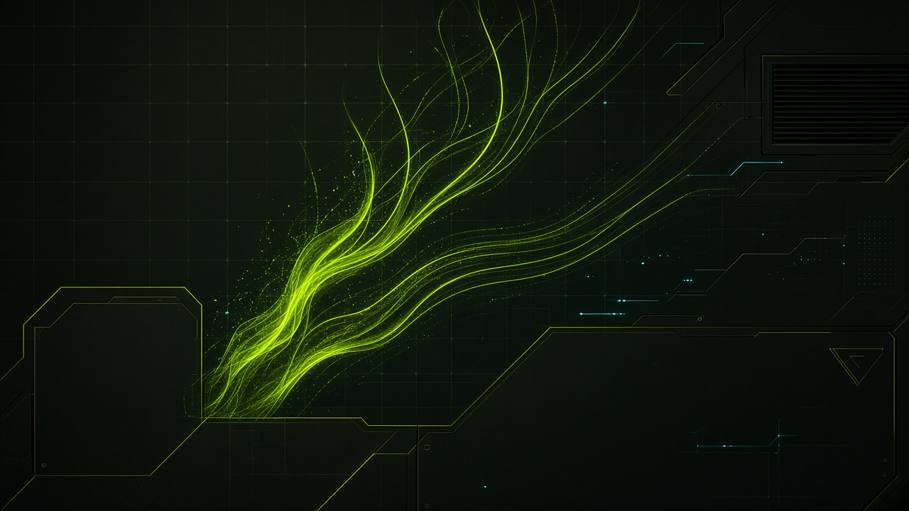 Burnline — electric lime energy trails on a dark tech panel